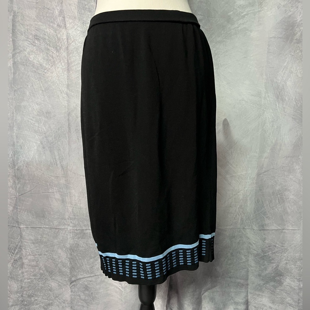 Grace Dane Lewis Petites Vintage Black Skirt with Blue Trim & Elastic Waist - PL